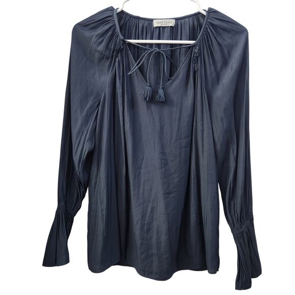 Ramy Brook Blouse S/M Navy Office‎ Career Business Casual Designer - Picture 1 of 8